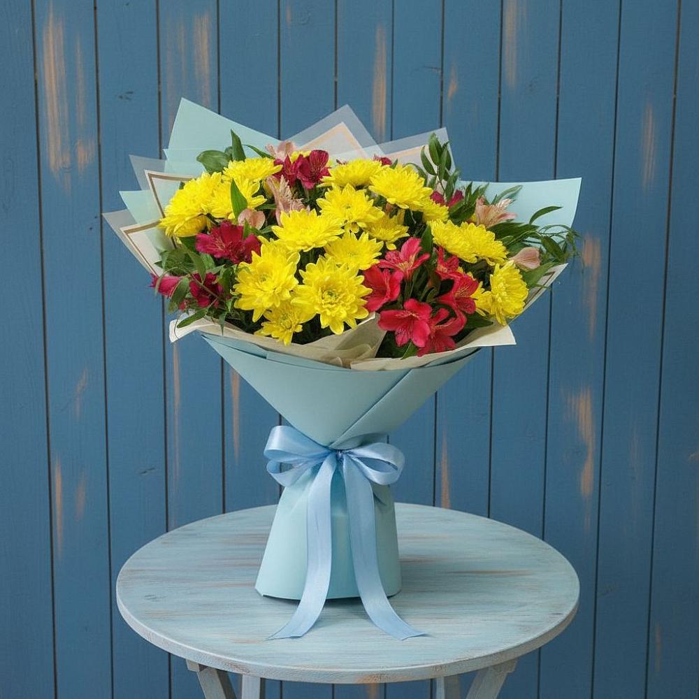 Букет цветов из: Альстромерии и Хризантемы в Чонтауле