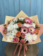 Букет цветов из:  Розы, Герберы и Хризантемы в Чонтауле