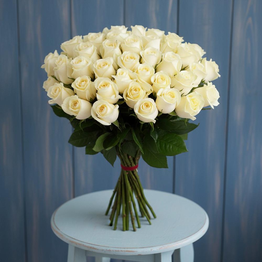 Букет 51 Белая роза Эдлесс Лав в Чонтауле