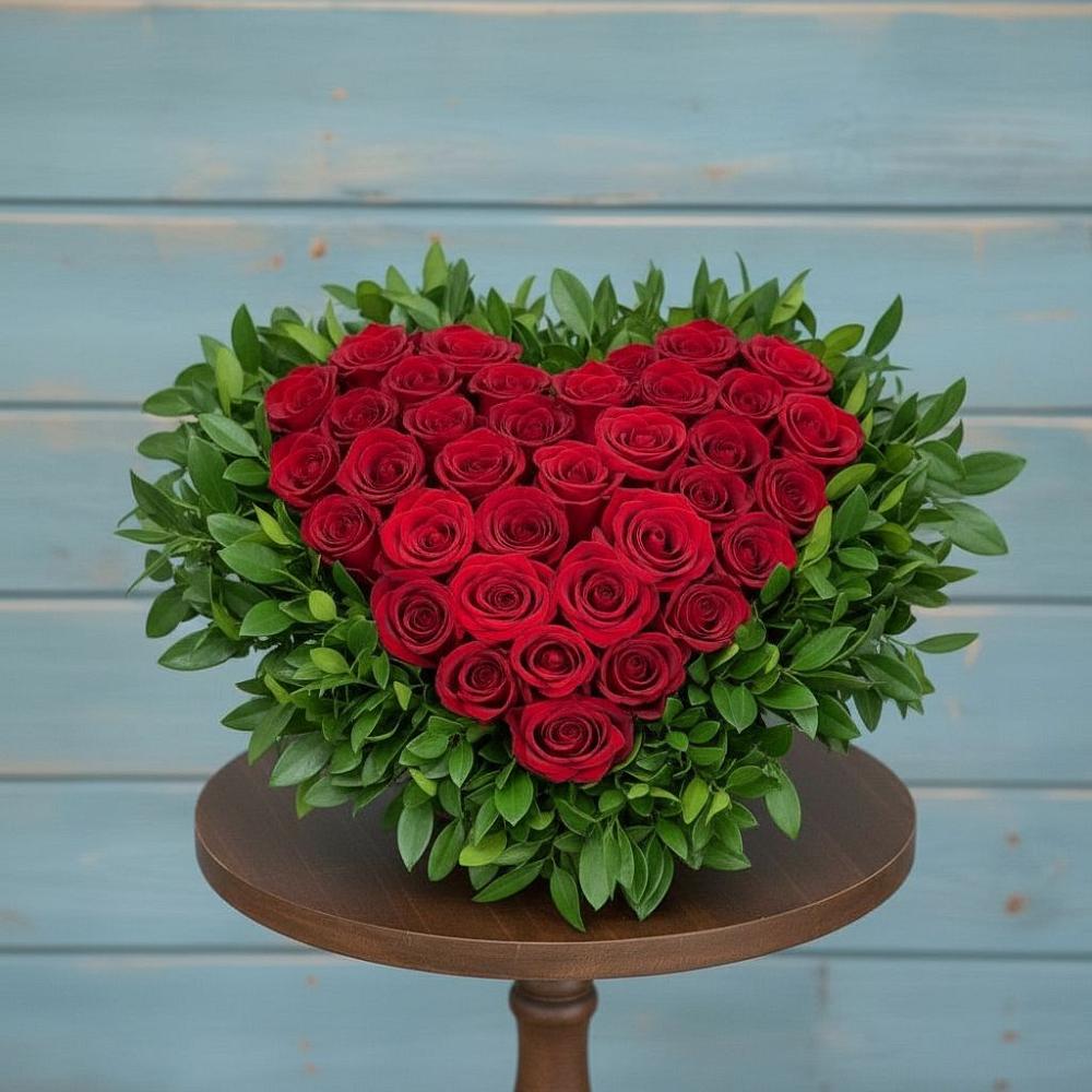 Цветочная композиция из Розы в виде сердца в Чонтауле