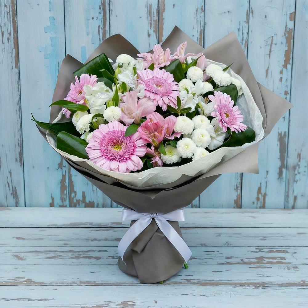 Букет цветов из: Герберы, Альстромерии и Хризантемы в Чонтауле