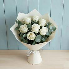 Букет Белые розы в Эвкалипте в Чонтауле