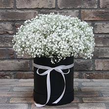 Цветочная композиция из Гипсофила в шляпной коробке в Чонтауле