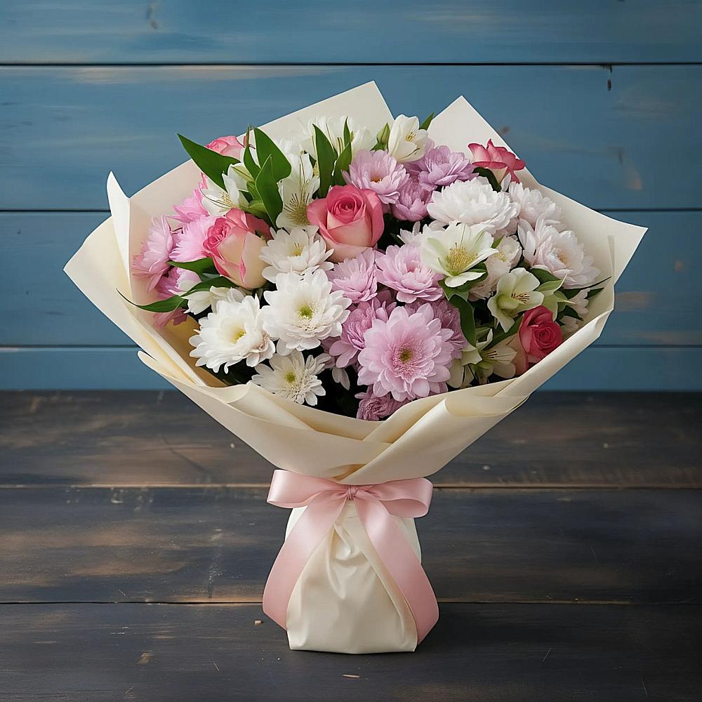 Букет цветов из: Хризантемы, Альстромерии и Розы в Чонтауле